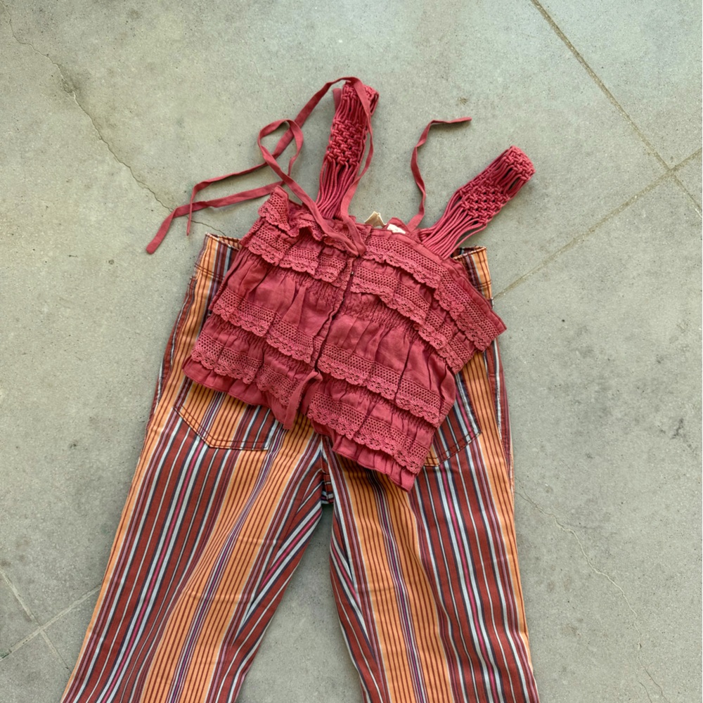 Free People Rose Ruffle Summer Top Small
